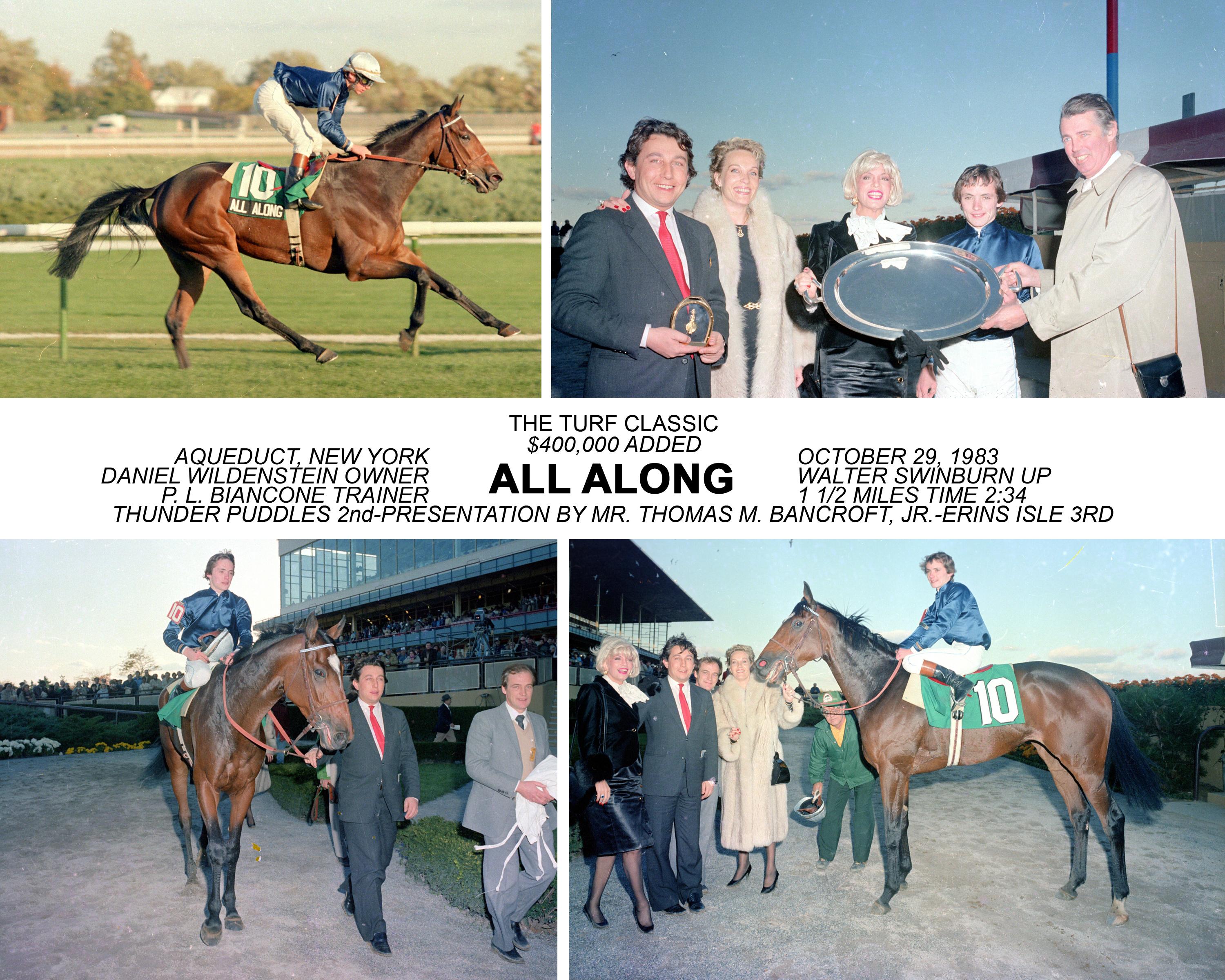 All Along, 1983 Turf Classic, Patrick Biancone, Daniel Wildenstein, Walter Swinburn All Along, 1983 Turf Classic, Patrick Biancone, Daniel Wildenstein, Walter Swinburn